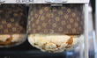 Panettone cakesfacing down are seen during edition number 45 of SIGEP (International Exhib...