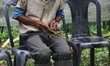 Lepcha villager weaving bamboo in a small village deep in the Indian jungle in Sikkim, Ind...