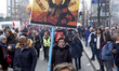 Protesters gathered during a rally on a second day of nationwide strikes and protests over...