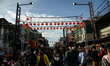 People gather during the Cap Go Meh festivals theme Unity In Diversity to mark the last da...