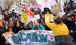 Demonstrators take part in the third day of strikes and mass demonstrations in Paris on Fe...