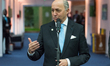 French Foreign Affairs minister Laurent Fabius speaks to the press during the United Natio...