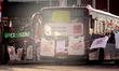 

A general view of a "We Have Value" sign placed on buses at the entrance of the Rheinbah...