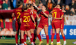 Players of AS Roma celebrate the victory during the Serie A Women match between AS Roma wo...