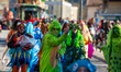 The carnival parade in Rieti, Italy, on 18 February 2023. With papier-mache floats, masks...