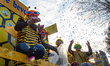 The carnival parade in Rieti, Italy, on 18 February 2023. With papier-mache floats, masks...
