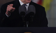 President of the United States Joe Biden before the speech at the Royal Castle Gardens in...