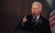 President of the United States Joe Biden before the speech at the Royal Castle Gardens in...