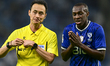 Japanese Referee Hiroyuki Kimura  (L) reacts during the AFC Champions League 2022 quarterf...
