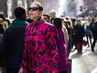 People outside the Dolce &amp; Gabbana fashion show during the Milan Fashion Week Womenswear Fall/Winter 2023/2024 on February 25, 2023 in M...