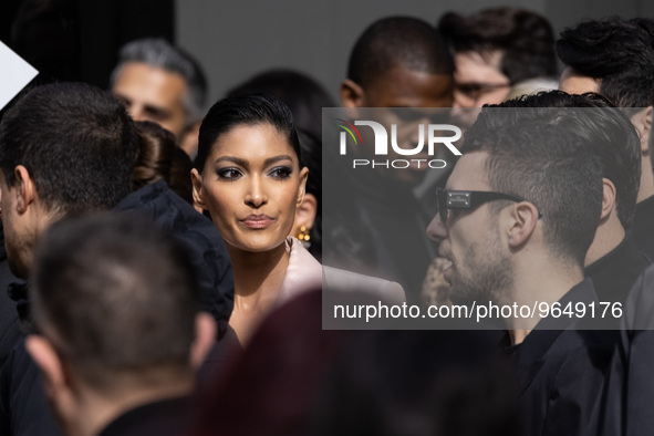 Pritika Swarup is seen on the front row of the Dolce &amp; Gabbana fashion show during the Milan Fashion Week Womenswear Fall/Winter 2023/20...