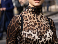 A guest is sean at Dolce &amp; Gabbana fashion show, Milan Fashion Week Womenswear Fall/Winter 2023/2024 (C)Photo: Cinzia Camela. (