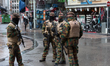 Soldiers and police officers in Brussels, on November 21, 2015. Brussels will remain at th...