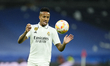 Eder Militao centre-back of Real Madrid and Brazil controls the ball during the Copa del R...