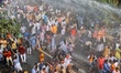 

Police are using water cannons to disperse Bharatiya Janata Party leaders and supporters...