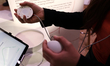  A congress visitor using a feel tech device by NTT Docomo to receive haptic information t...
