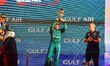 
Fernando Alonso (SPA) of Aston Martin AMR23 is celebrating on the podium of the Formula 1...