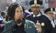 DC Mayor Muriel Bowser alongside Chief of the DC Police Department Robert J. Contee speaks...
