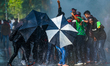Police Fired tear gas and water cannons to disperse the protest on March 7, 2023, in Colom...