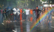 Police Fired tear gas and water cannons to disperse the protest on March 7, 2023, in Colom...
