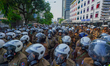 Police An anti-riot unit is ready to disperse the protest on March 7, 2023, in Colombo, Sr...