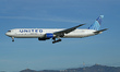 Boeing 767-424(ER), from United Airlines company, landing at Barcelona airport, in Barcelo...