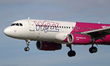 Airbus A320-232, from Wizz Air company, landing at Barcelona airport, in Barcelona on 16th...