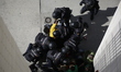 Riot police clears the entrace of the building where members of the Victims' Mortgage Plat...