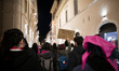 Women take part in a protest during the International Women's Day March on March 8, 2023 i...