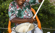 Mrs. Rosana prepares the dough with cowpea to prepare a typical Acaraje in Morro de Sao Pa...