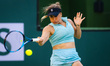 Yulia Putintseva of Kazakhstan in action during the first round of the 2023 BNP Paribas Op...