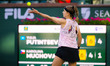 Karolina Muchova of the Czech Republic in action during the first round of the 2023 BNP Pa...