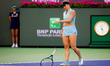 Yulia Putintseva of Kazakhstan in action during the first round of the 2023 BNP Paribas Op...