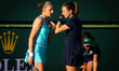 Karolina Pliskova of the Czech Republic playing doubles with Petra Martic at the 2023 BNP...