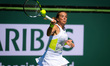 Lucia Bronzetti of Italy in action during the first round of the 2023 BNP Paribas Open, WT...