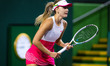 Maryna Zanveska of Belgium in action during the first round of the 2023 BNP Paribas Open,...