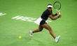 Sloane Stephens of the United States in action during the first round of the 2023 BNP Pari...