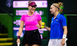 Belinda Bencic of Switzerland &amp; Jil Teichmann of Switzerland playing doubles at the 20...