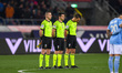 The Referee of the match Fabio Maresca lined up for a minute of recollection to honor the...