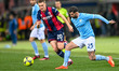 Lazio's Elseid Hysaj and Bologna's Michel Aebischer in action during the italian soccer Se...