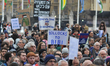 Hundreds of people gather in Parliament square in London  to protest the Israeli governmen...