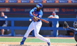 New York Mets Ronny Mauricio (60) homers during the fifth inning of a baseball game agains...