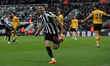 Newcastle United's Miguel Almiron celebrates after scoring their second goal during the Pr...