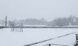 A football - soccer court covered by snow. Blizzard hits the Netherlands and Belgium durin...