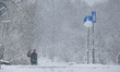 People seen walking on the snow during the freezing day. Blizzard hits the Netherlands and...