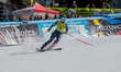 JOHNSON Breezy of USA reacts in the finish area in the women's downhill race of the FIS Al...