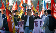 A student speaks in a speaker. France's labour unions and left parties led a 8th wave of n...