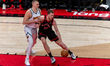 Jakob Poeltl #19 of the Toronto Raptors holds the ball during the Toronto Raptors v Denver...