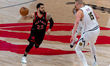 Fred VanVleet #23 of the Toronto Raptors moves with the ball during the Toronto Raptors v...