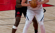 Nikola Jokic #15 of the Denver Nuggets holds the ball during the Toronto Raptors v Denver...